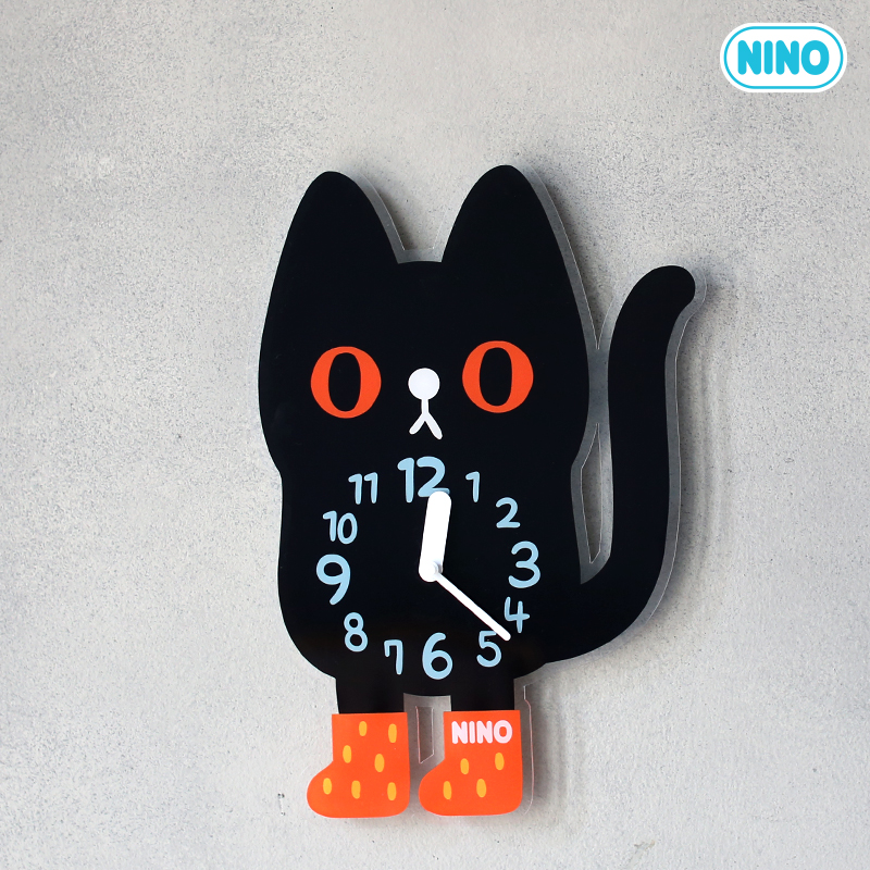 니노타임-검은고양이/아크릴시계/벽시계/무소음시계