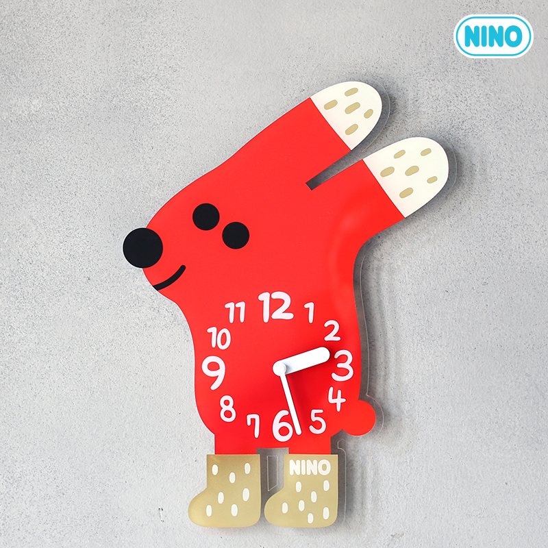 니노타임-빨강토끼/아크릴시계/벽시계/무소음시계